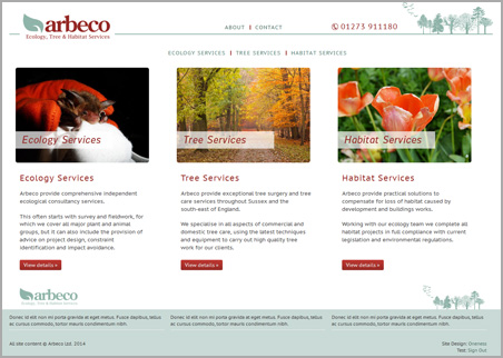 A page from the Arbeco web site