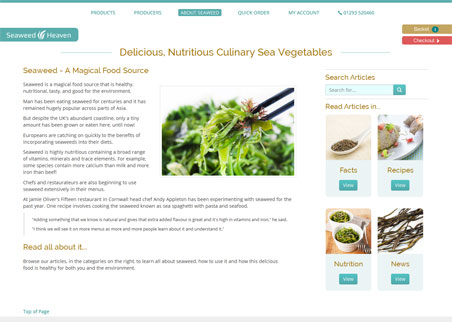 A page from the Seaweed Heaven web site